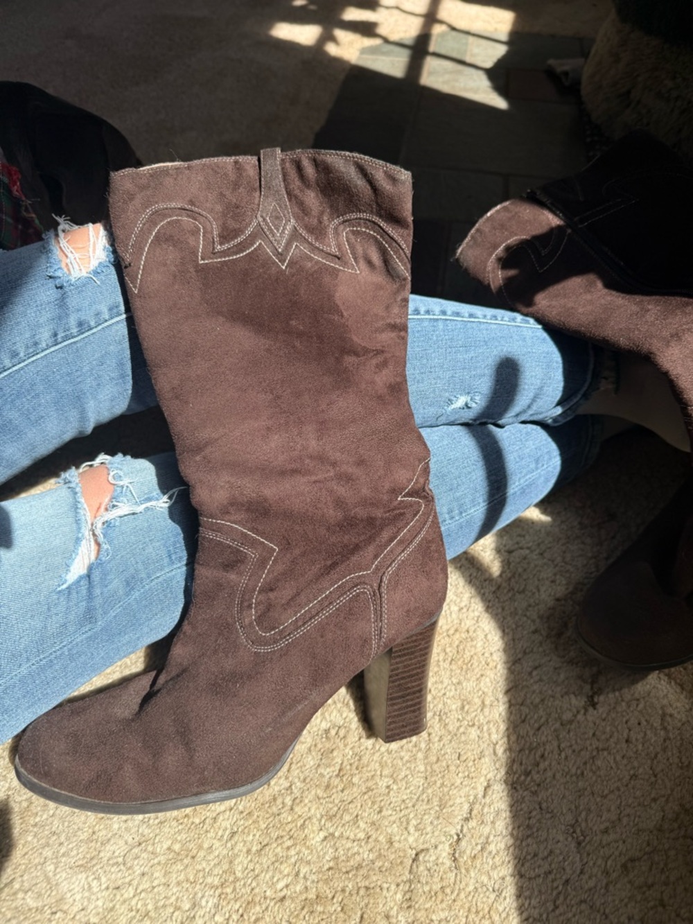Lower East Side Brown Slouchy Western Boots - Size 10 AS IS/Read please